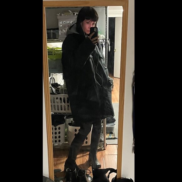 Vintage navy blue faux fur collared parka - Picture 6 of 6